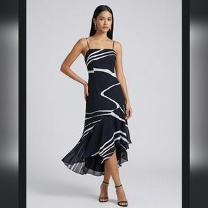 Lily Black and White Asymmetrical Dress